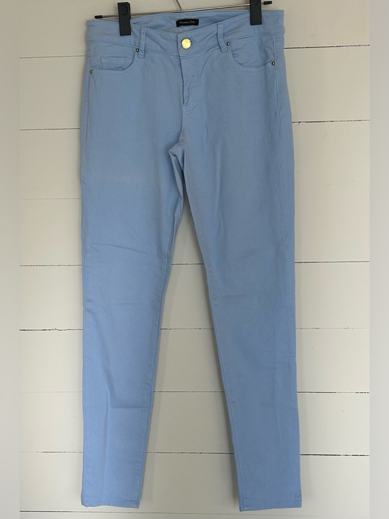 Massimo Dutti Pants - Massimo Dutti Light Blue Slim Pants with Gold Button Size 6